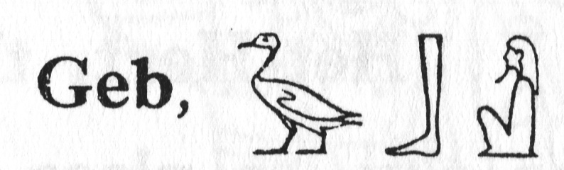 Jméno boha Geba zapsané hieroglyficky